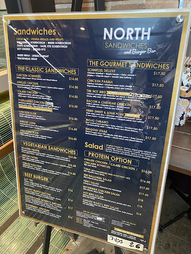 North Sandwiches menu board